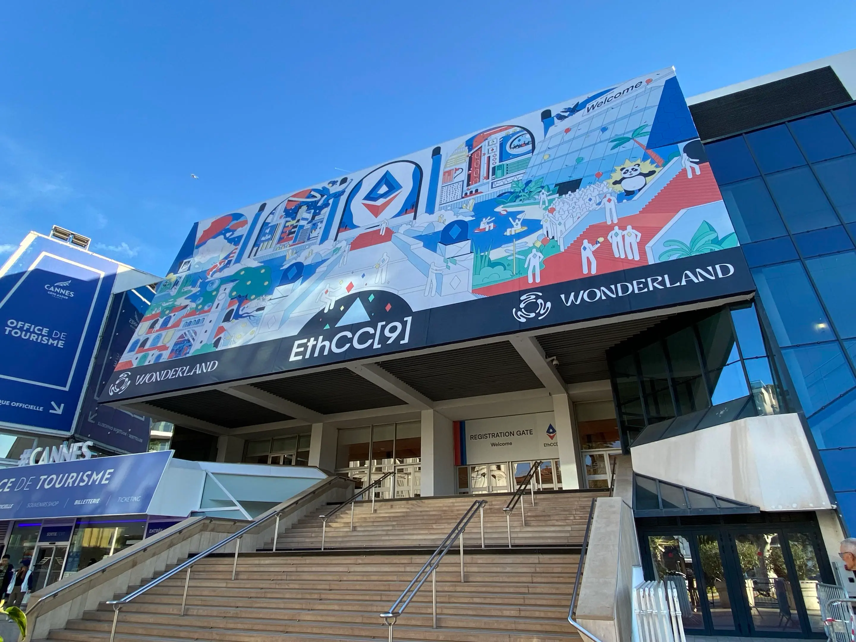EthCC was held in the Palais des Festivals et des Congrès, the same location as the town's famous film festival. Credit: Hilary B.